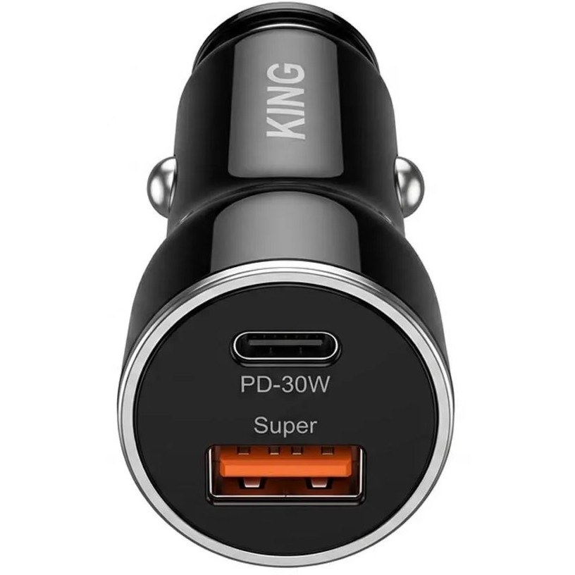 شارژر فندکی FAST مدل KING K-20 با توان 30 وات PD و خروجی‌های Type-C و USB-A
